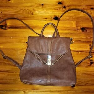 Brown Faux Leather Backpack
